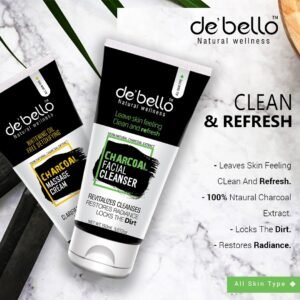 Debello Charcoal Massage & Facial Cleanser (150ml)