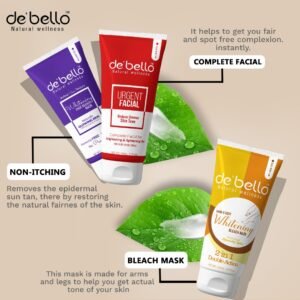 Debello Whitening Bleach Masks & Urgent Facial (150ml Each) Pack of 3