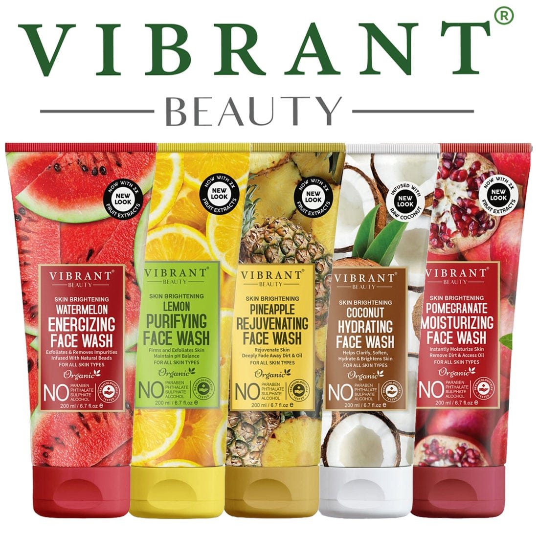 Vibrant Beauty Face Washes Deal (Pack of 5) 200ml Each