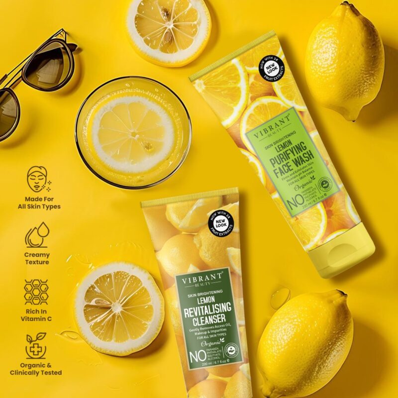 Vibrant Beauty Lemon Face Wash & Revitalizing Cleanser (200ml) Combo Pack