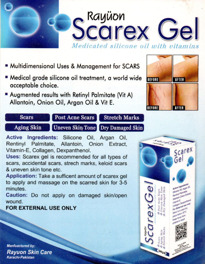 Rayuon Skincare Scarex Gel (30gm) For Scars, Post Acne Scars, Stretch Marks, Aging Skin Uneven Skin Tone, Dry Damaged Skin