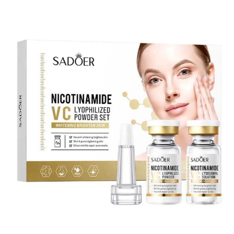 SADOER Nicotinamide Vitamin C Freeze-Dried Powder Set Pore Shrinking Anti-Wrinkle Repair Glowing Facial Kit