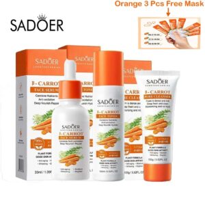 SADOER Pack of 03 Carrot Vitamin A+B1+Anti-oxidation Anti-Aging Moisture Glowing Brighten Skin Care Series