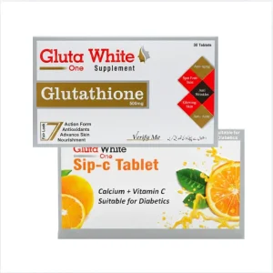 Gluta White Glutathione Capsule & Gluta White Sip C For Skin Brightening (15 Days)